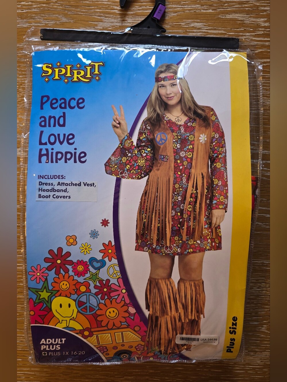 Spirit Halloween Peace and Love Hippie Dress Costume Size Adult Plus 1X